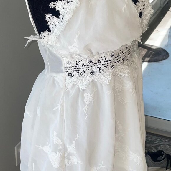 Babydoll Coquette White Lace Embroidered Romper "Looking Sweet" Fashion Nova - Picture 2 of 4